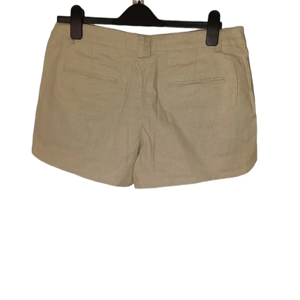 Nikibiki Linen Blend Colorblock Shorts Tan Navy Women’s Size L - Picture 3 of 5